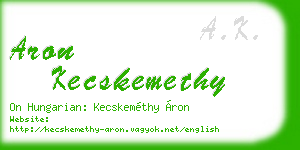 aron kecskemethy business card